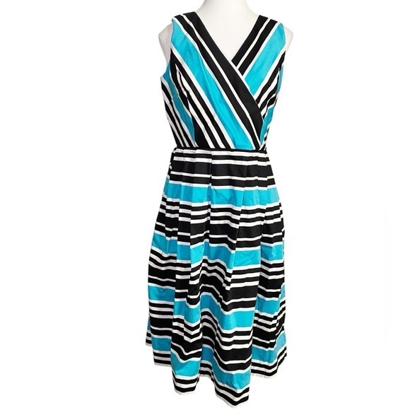 Talbots Dresses & Skirts - Talbots Black, White, and Blue Striped Midi Dress